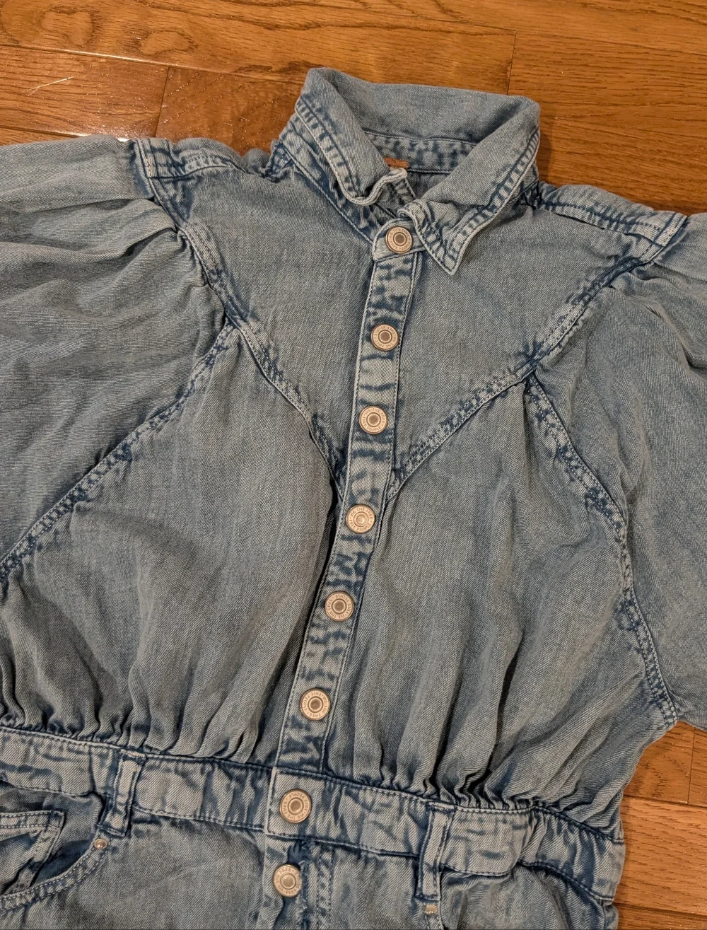 Free People Mad Love Denim Midi Dress Large